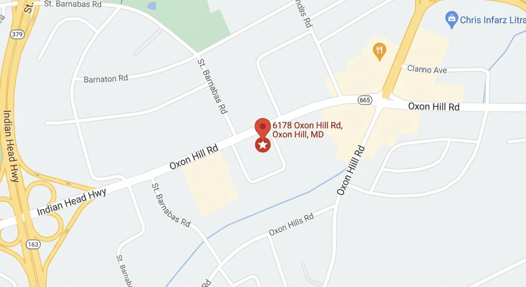 Map of Oxon Hill, MD, with 6178 Oxon Hill Rd marked by a red star.